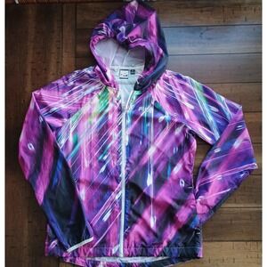 Fila Sport Womens XS Electric Purple Lightweight Windbreaker Hooded Jacket Retro